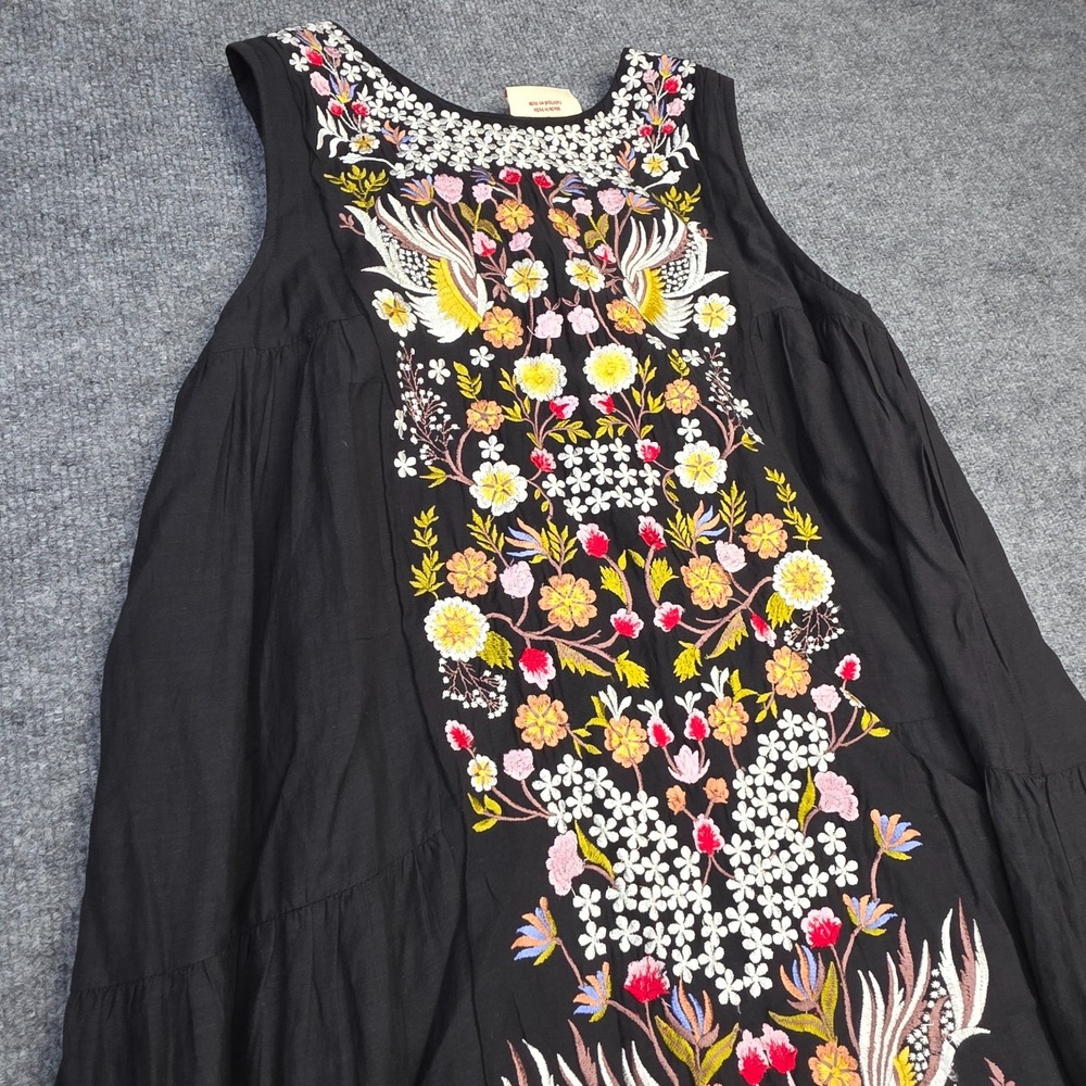 Anthropologie Samant Chauhan Jacaranda Tiered Maxi Dress Size 2 Floral Black
